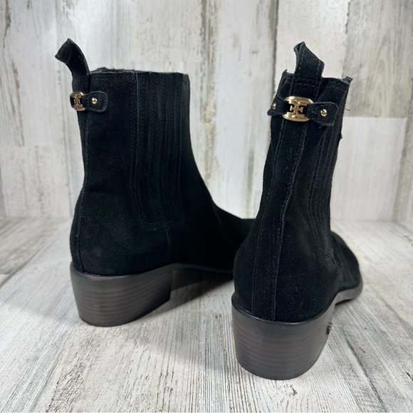 Sam Edelman Bronson Low Stack Heel Bootie in Black Suede #1036 - Picture 6 of 12